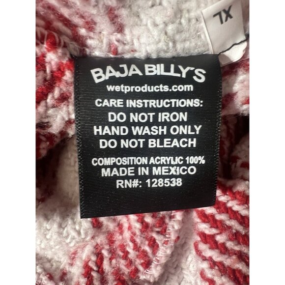 Baja Billy's Red Stripe Hoodie Pancho Surfer Skater Pullover Unisex XL - Picture 4 of 5